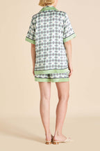 Zelda Cini Green Geometric Pajamas in Silk Satin