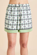 Zelda Cini Green Geometric Pajamas in Silk Satin
