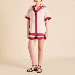 Zelda Rose Pink Pajamas in Silk Satin