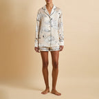 Alba Blanca Cream Swan Pajamas in Silk Satin