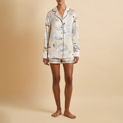 Alba Blanca Cream Swan Pajamas in Silk Satin