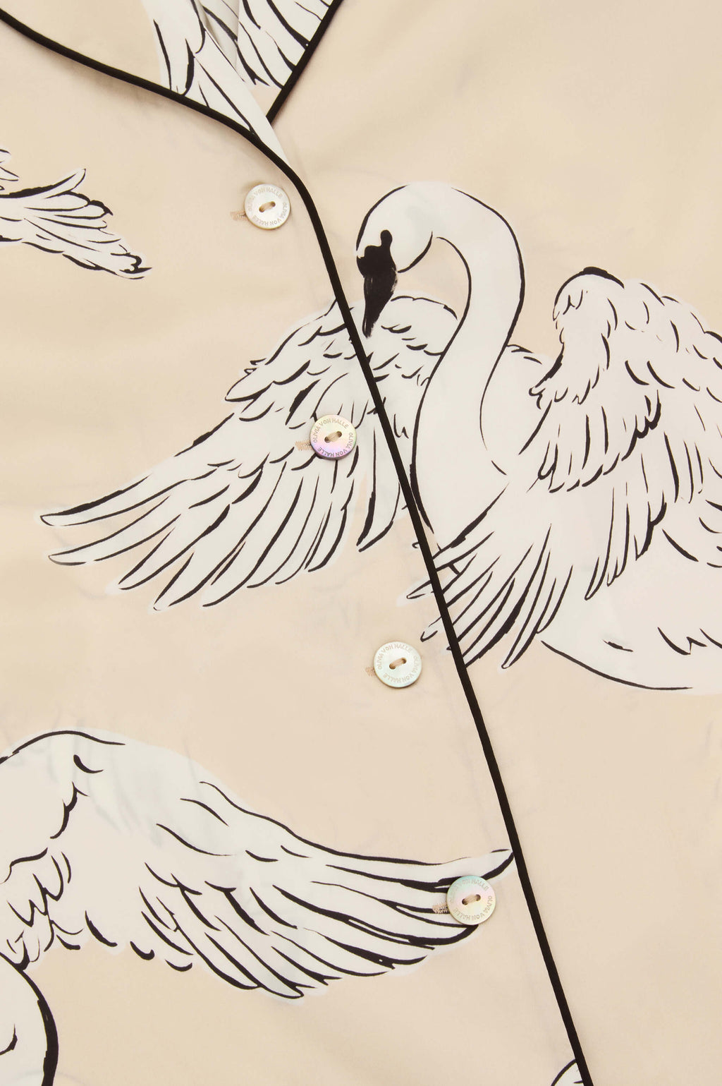 Alba Blanca Cream Swan Pajamas in Silk Satin