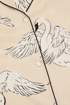 Alba Blanca Cream Swan Pajamas in Silk Satin