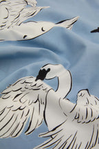 Amaya Laia Blue Swan Robe in Cotton-Silk