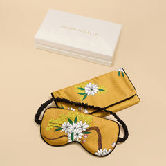 Audrey Carmena Yellow Blossom Eye Mask in Silk Twill