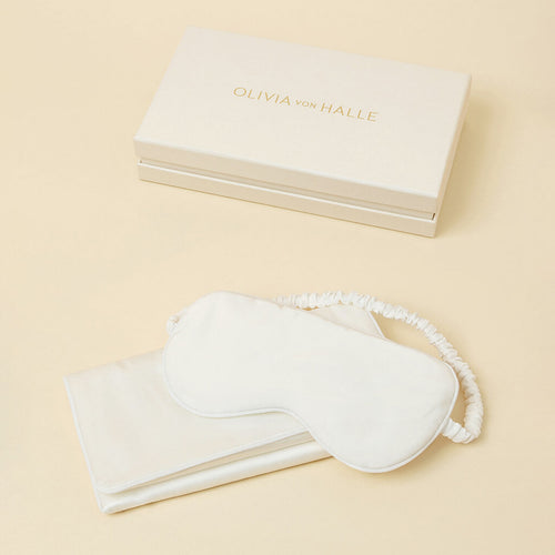 Audrey Ivory Eye Mask in Silk Satin