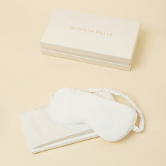 Audrey Ivory Eye Mask in Silk Satin