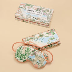 Audrey Mansion Peach Landscape Eye Mask in Silk Satin