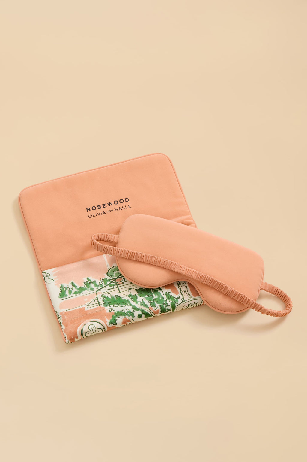 Audrey Mansion Peach Landscape Eye Mask in Silk Satin