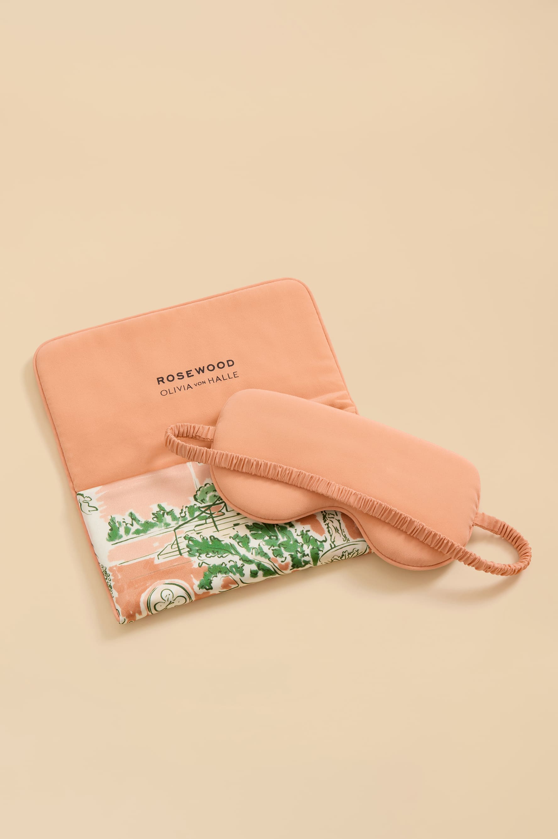 Audrey Mansion Peach Landscape Eye Mask in Silk Satin