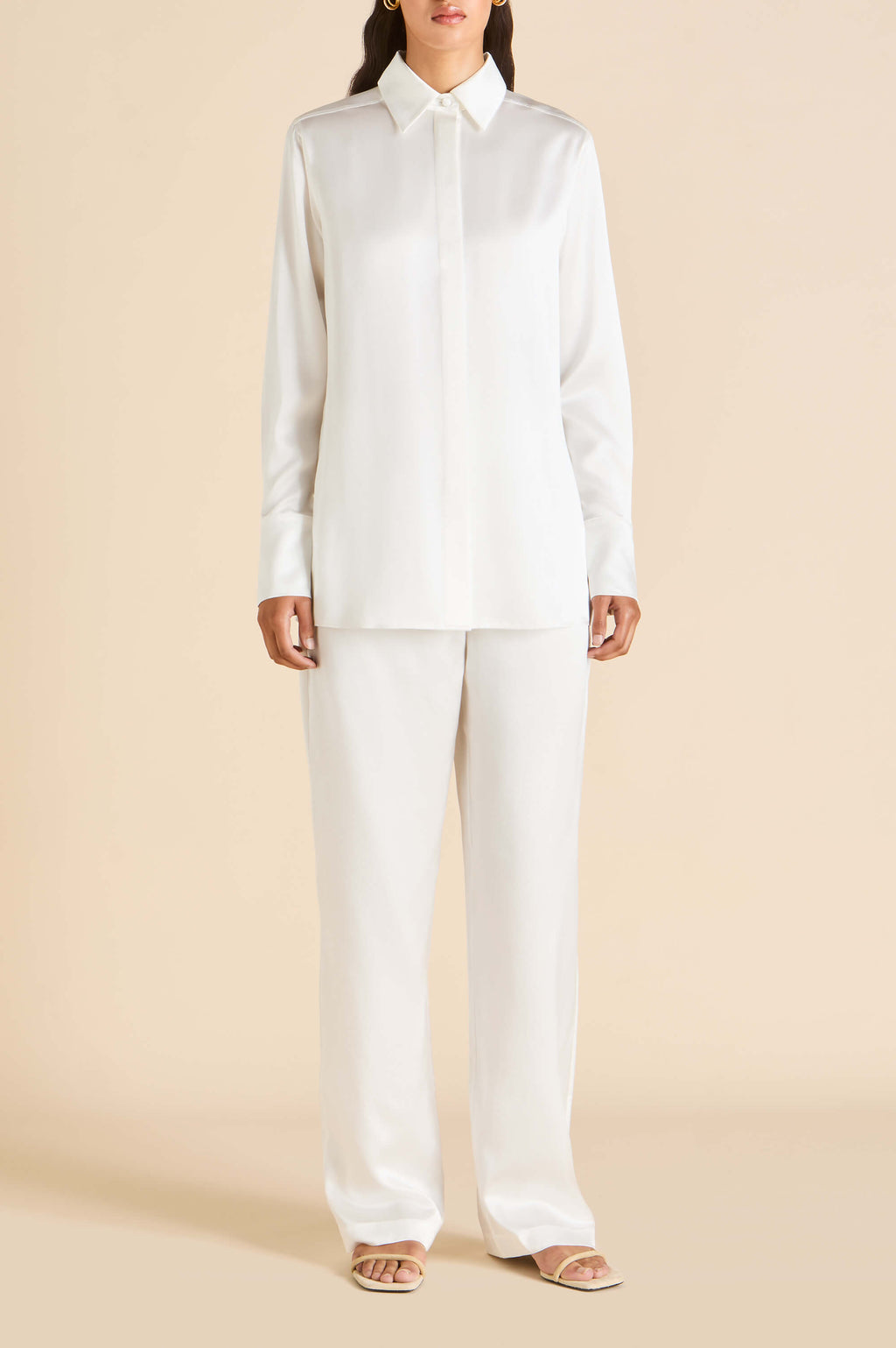 Bacall Ivory Pajamas in Silk Satin