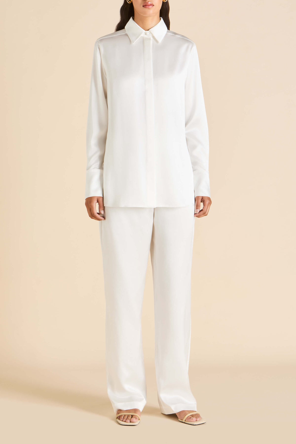 Bacall Ivory Pajamas in Silk Satin
