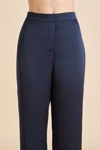 Bacall Navy Pajamas in Silk Satin