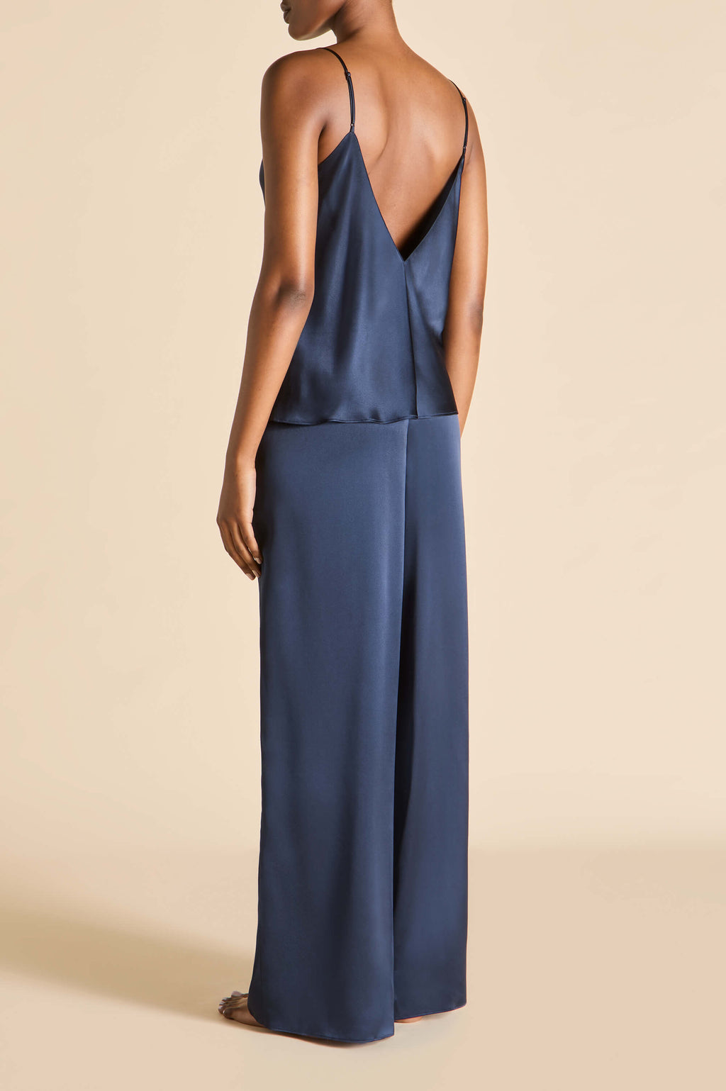 Bliss Navy Camisole Set in Silk Satin