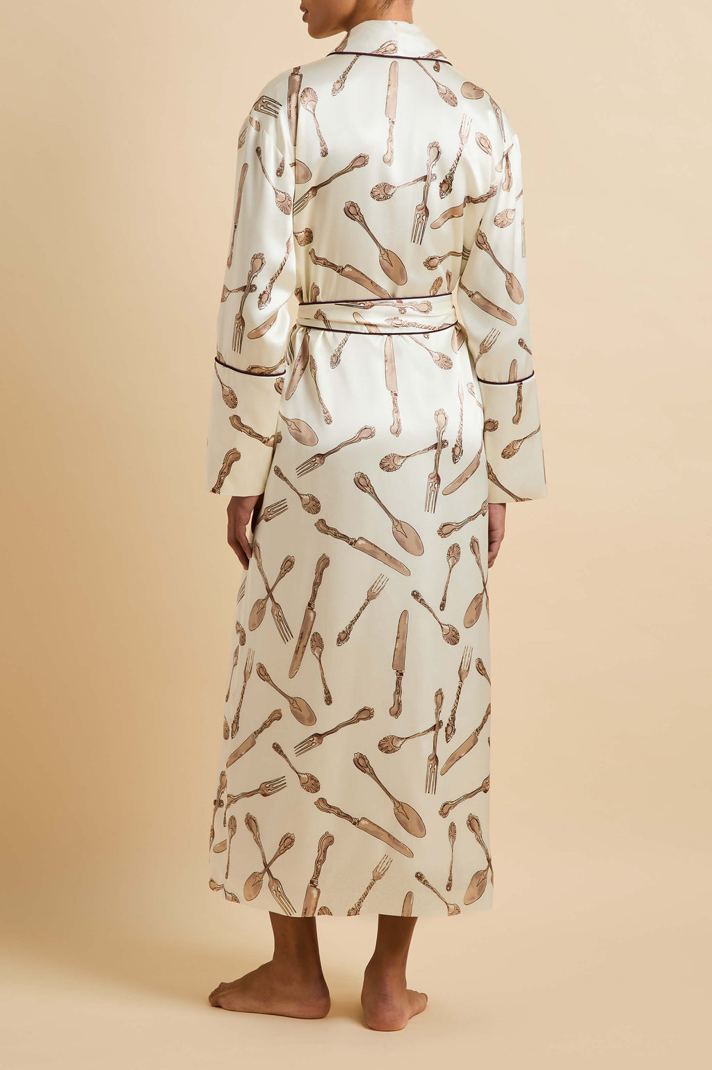 Capability Sevilla Cream Silverware Robe in Silk Satin