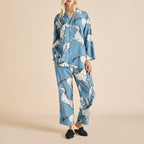 Casablanca Cordelia Blue Horse Pajamas in Silk Crêpe de Chine