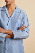Casablanca Fog Blue Pajamas in Linen-Silk