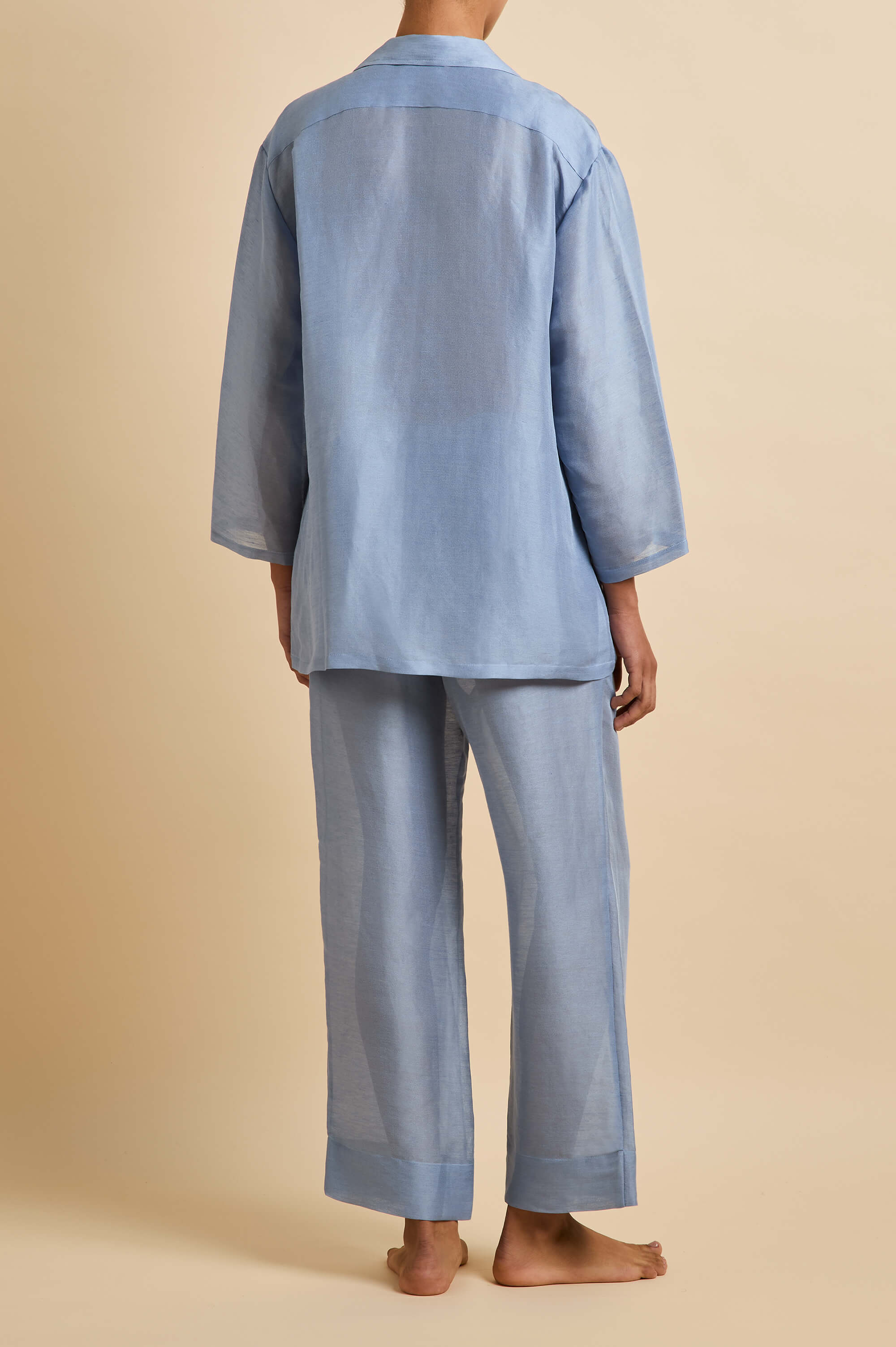 Casablanca Fog Blue Pajamas in Linen-Silk