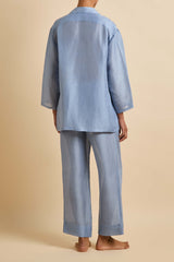 Casablanca Fog Blue Pajamas in Linen-Silk