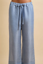 Casablanca Fog Blue Pajamas in Linen-Silk