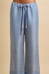 Casablanca Fog Blue Pajamas in Linen-Silk