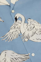 Casablanca Laia Blue Swan Pajamas in Cotton-Silk