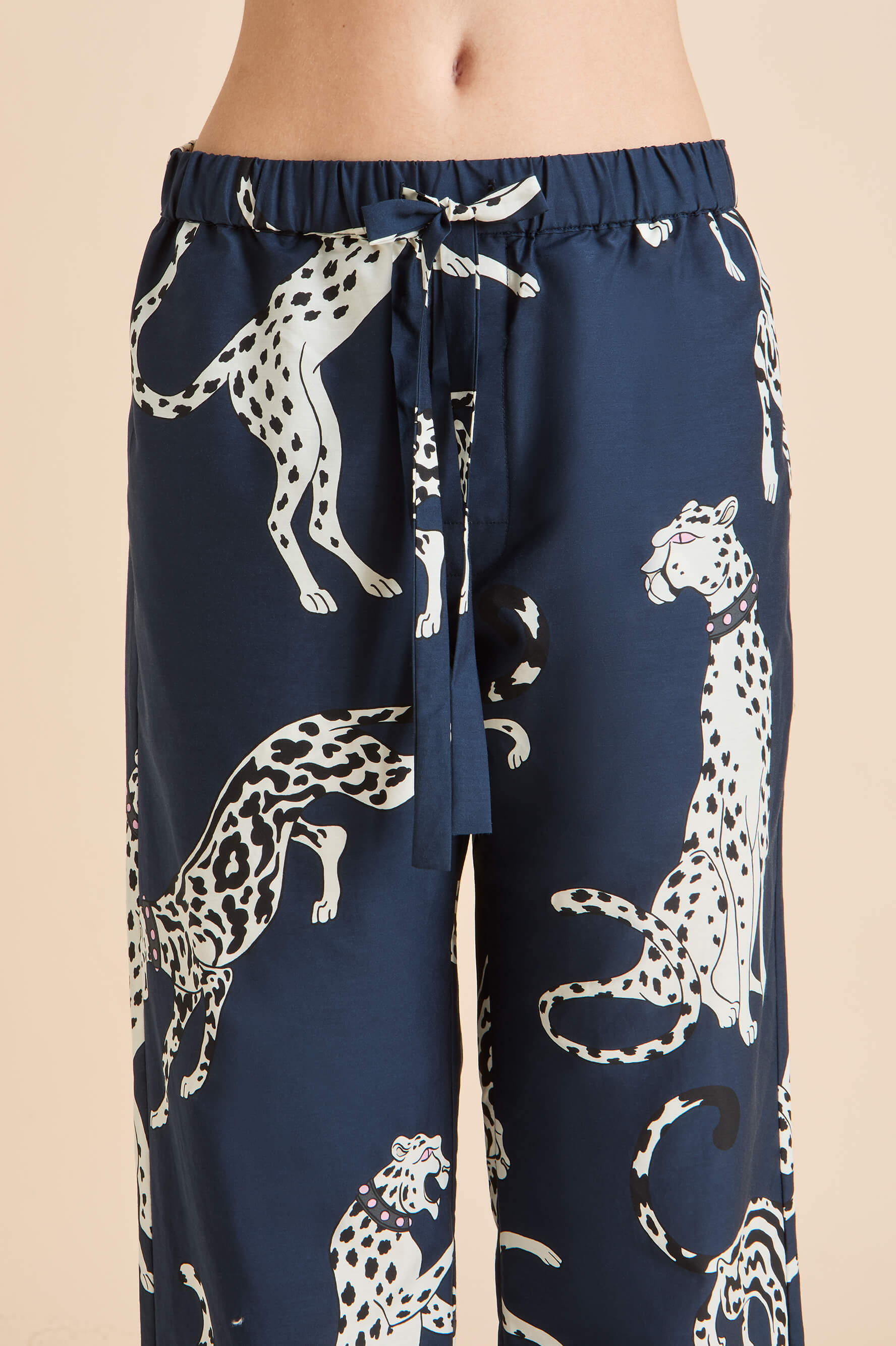 Casablanca Ziegfeld Blue Leopard Pajamas in Cotton-Silk