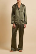 Coco Nori Green Pajamas in Silk Satin