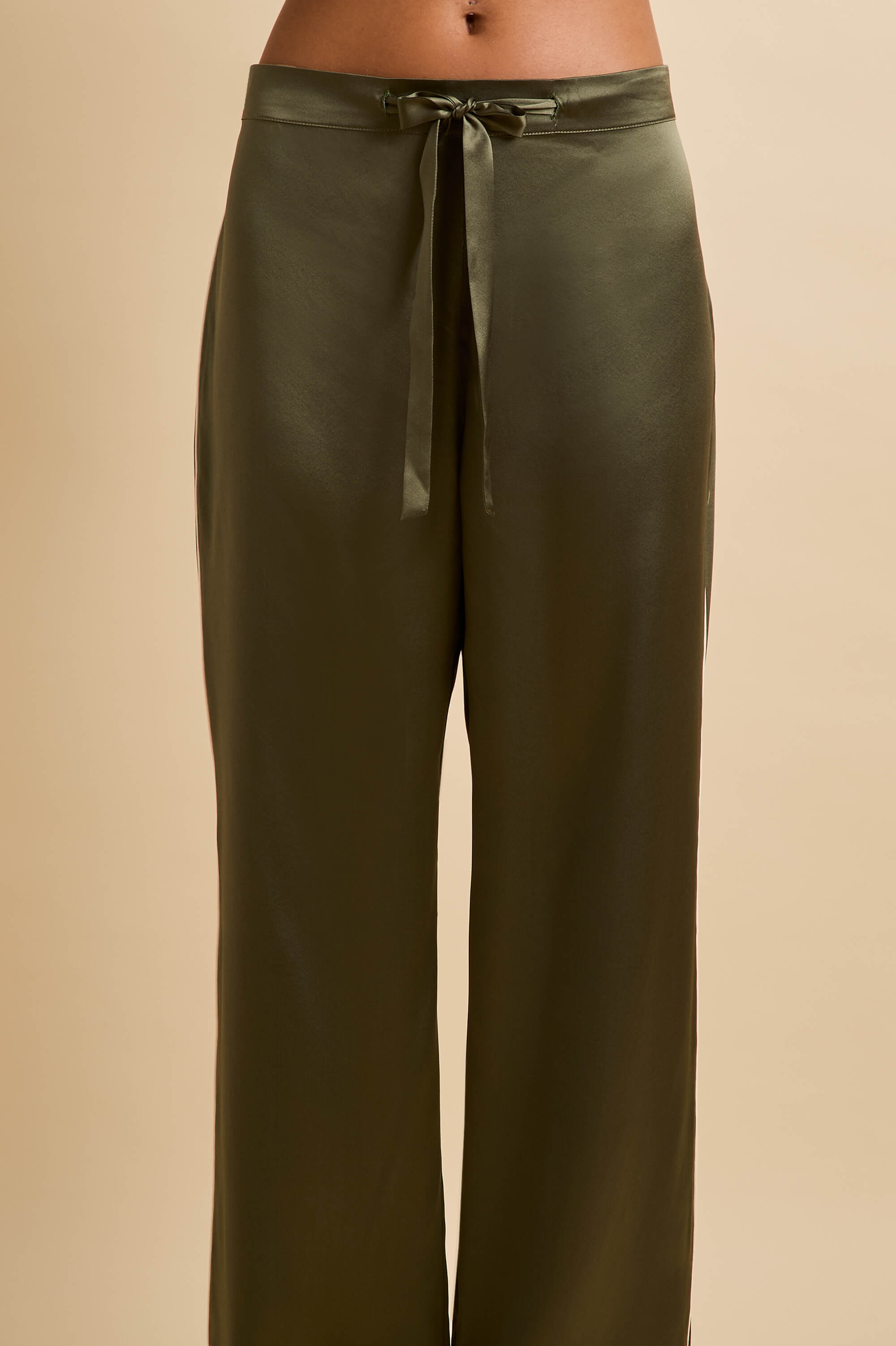 Coco Nori Green Pajamas in Silk Satin