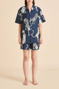 Emeli Ziegfeld Blue Leopard Pajamas in Cotton-Silk