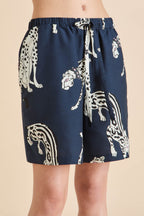 Emeli Ziegfeld Blue Leopard Pajamas in Cotton-Silk