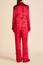 Lila Liaisons Red Figures Pajamas in Silk Devoré