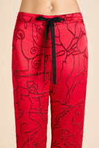 Lila Liaisons Red Figures Pajamas in Silk Devoré