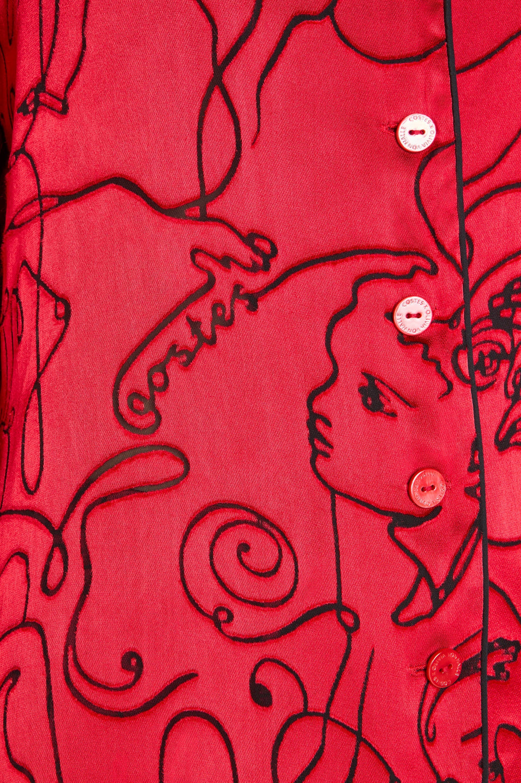 Lila Liaisons Red Figures Pajamas in Silk Devoré