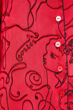 Lila Liaisons Red Figures Pajamas in Silk Devoré