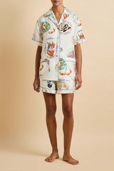 Ingo Córdoba Ivory Seafood Pajamas in Silk Twill