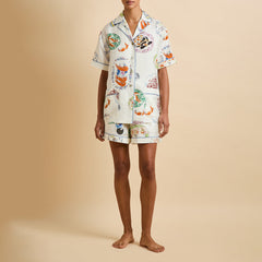 Ingo Córdoba Ivory Seafood Pajamas in Silk Twill