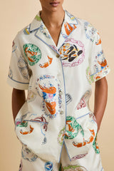 Ingo Córdoba Ivory Seafood Pajamas in Silk Twill