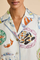 Ingo Córdoba Ivory Seafood Pajamas in Silk Twill