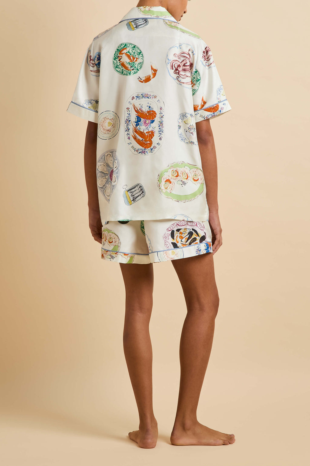 Ingo Córdoba Ivory Seafood Pajamas in Silk Twill