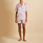 Ingo Selene Pink Swan Pajamas in Silk Satin