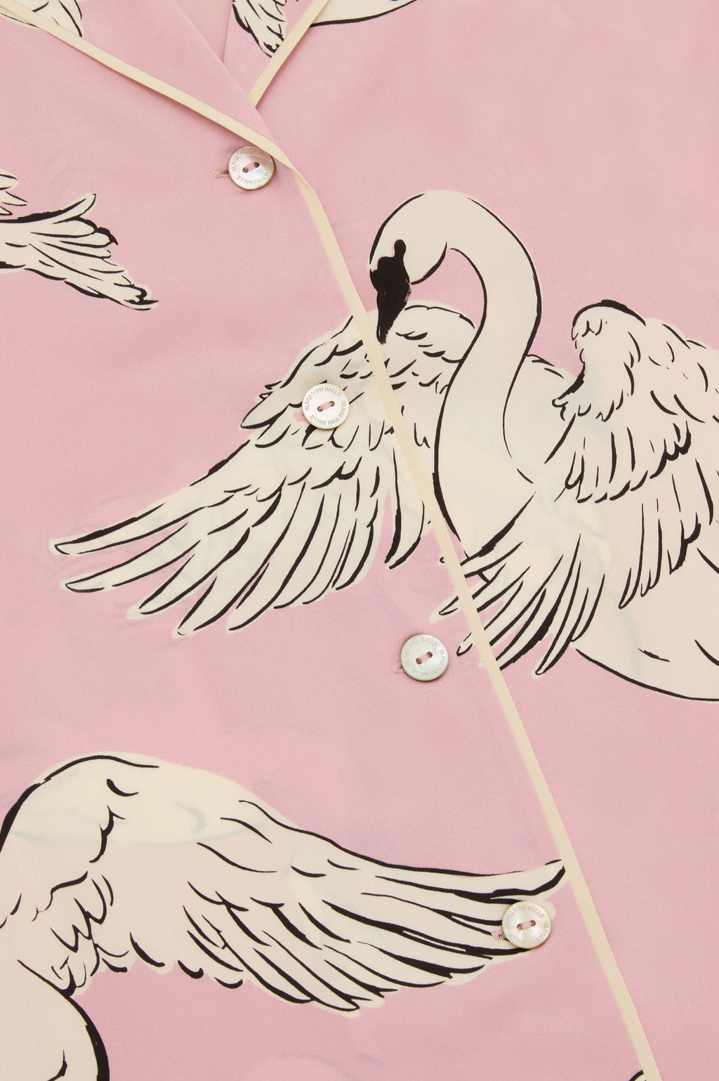 Ingo Selene Pink Swan Pajamas in Silk Satin