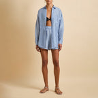 Kick Fog Blue Pajamas in Linen-Silk