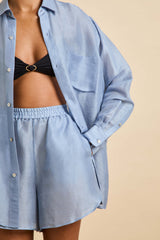 Kick Fog Blue Pajamas in Linen-Silk