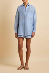 Kick Fog Blue Pajamas in Linen-Silk