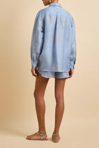 Kick Fog Blue Pajamas in Linen-Silk