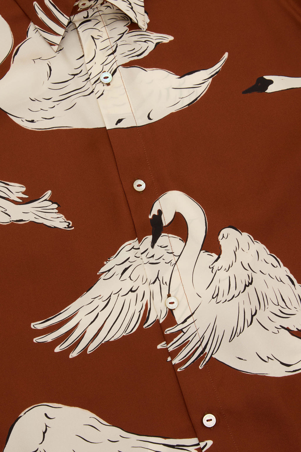 Kick Inés Brown Swan Pajamas in Silk Twill