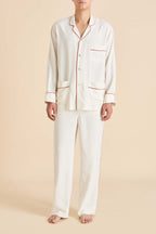 Laurent Ivory Rust Pajamas in Sandwashed Silk