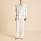 Laurent Ivory Rust Pajamas in Sandwashed Silk