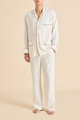Laurent Ivory Rust Pajamas in Sandwashed Silk